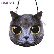 Women Cute Shoulder Bag Cat Face Pouch Bag Cartoon Print Zipper Closure Messenger Bag Coin Purse Clutch Bag SM6