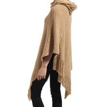 Women Poncho Knit Cloak Coat Batwing Cape Ladies Hooded Sweater Outwear Knitwear Top SM6