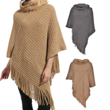Women Poncho Knit Cloak Coat Batwing Cape Ladies Hooded Sweater Outwear Knitwear Top SM6