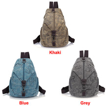 Women Printed Canvas Backpack Leather Metal Zipper Casual Graffiti Schoolbag Travel Bag BlueKhakiGrey SM6