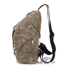 Women Printed Canvas Backpack Leather Metal Zipper Casual Graffiti Schoolbag Travel Bag BlueKhakiGrey SM6