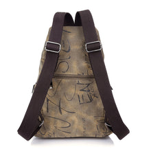 Women Printed Canvas Backpack Leather Metal Zipper Casual Graffiti Schoolbag Travel Bag BlueKhakiGrey SM6