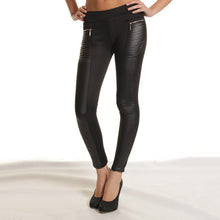 Women Sexy PU Leather Boots Pants Skinny Patchwork Zipper Leggings Black SM6