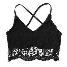 Women Vintage Crop Top Deep V Neck Halter Crochet Tops Lace Camisole Bralette Bandage Backless Top BlackWhite SM6