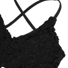 Women Vintage Crop Top Deep V Neck Halter Crochet Tops Lace Camisole Bralette Bandage Backless Top BlackWhite SM6