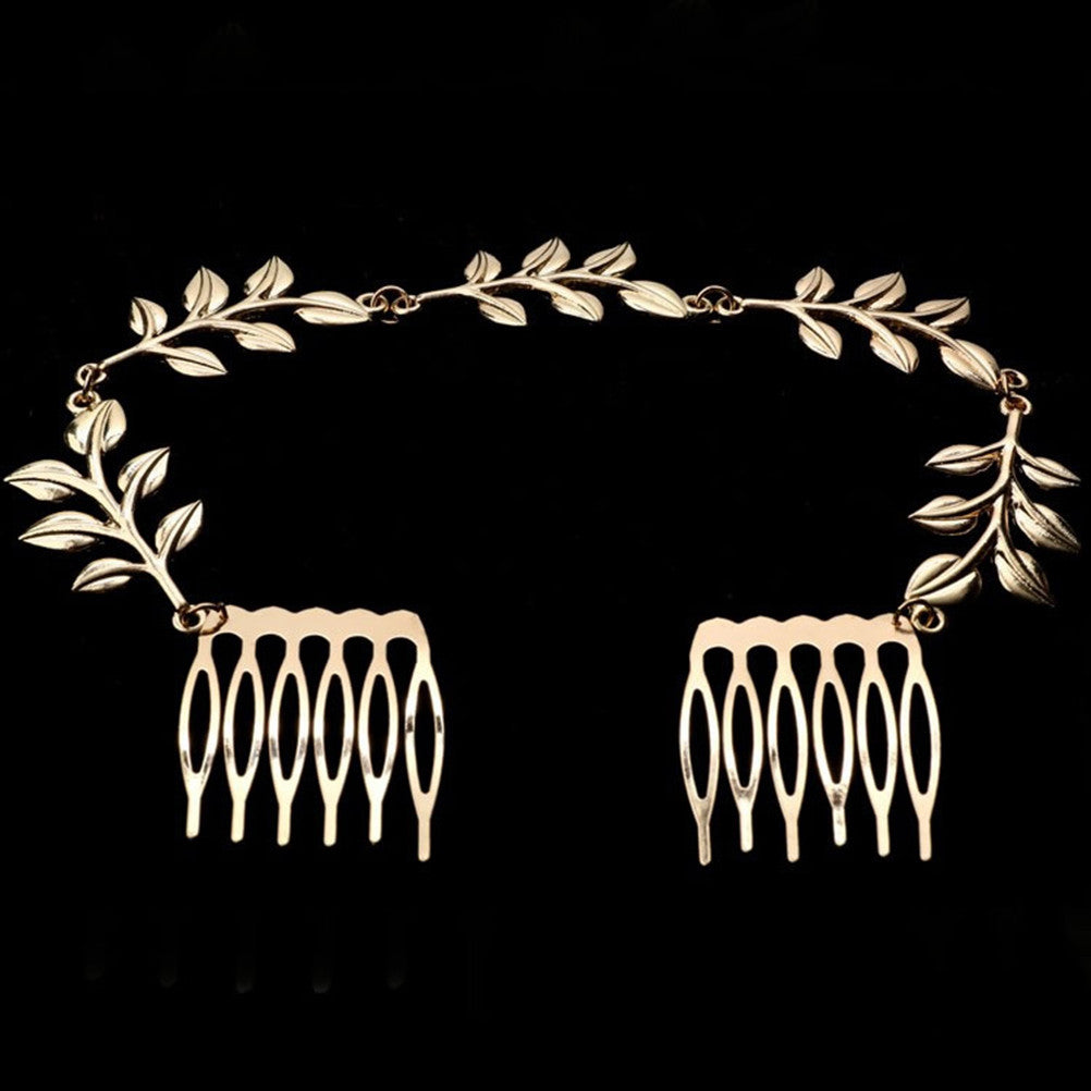 Hair Accessories Gold Leaf Chain With Comb Head Headb s For Women Girl Lady SM6