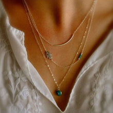 Long Pendant Necklaces Gold Plated Fatima H   Evil Eye 3 Layer Chain Necklace multilayer Necklaces SM6
