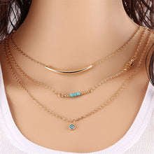 Long Pendant Necklaces Gold Plated Fatima H   Evil Eye 3 Layer Chain Necklace multilayer Necklaces SM6