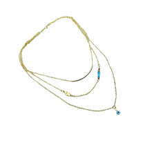 Long Pendant Necklaces Gold Plated Fatima H   Evil Eye 3 Layer Chain Necklace multilayer Necklaces SM6