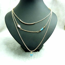 Long Pendant Necklaces Gold Plated Fatima H   Evil Eye 3 Layer Chain Necklace multilayer Necklaces SM6