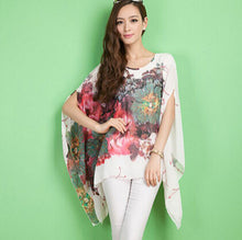Blusas Print Pattern Chiffon Women Blouse Bat Sleeve Shirt Tops 5 Colors blusa feminina kimono SM6
