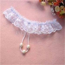 Women's Open Crotch Lace Thong with Pearls G String Sexy Beading Panties Massaging Underwear Erotic Lingerie Sex Toy SM6