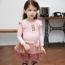 New Kids Girls Lace Bowknot Ruffled Cotton Bottoming Shirts Blouse Baby Long Sleeve Tops Clothing SM6