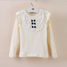 New Kids Girls Lace Bowknot Ruffled Cotton Bottoming Shirts Blouse Baby Long Sleeve Tops Clothing SM6