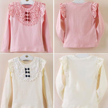 New Kids Girls Lace Bowknot Ruffled Cotton Bottoming Shirts Blouse Baby Long Sleeve Tops Clothing SM6