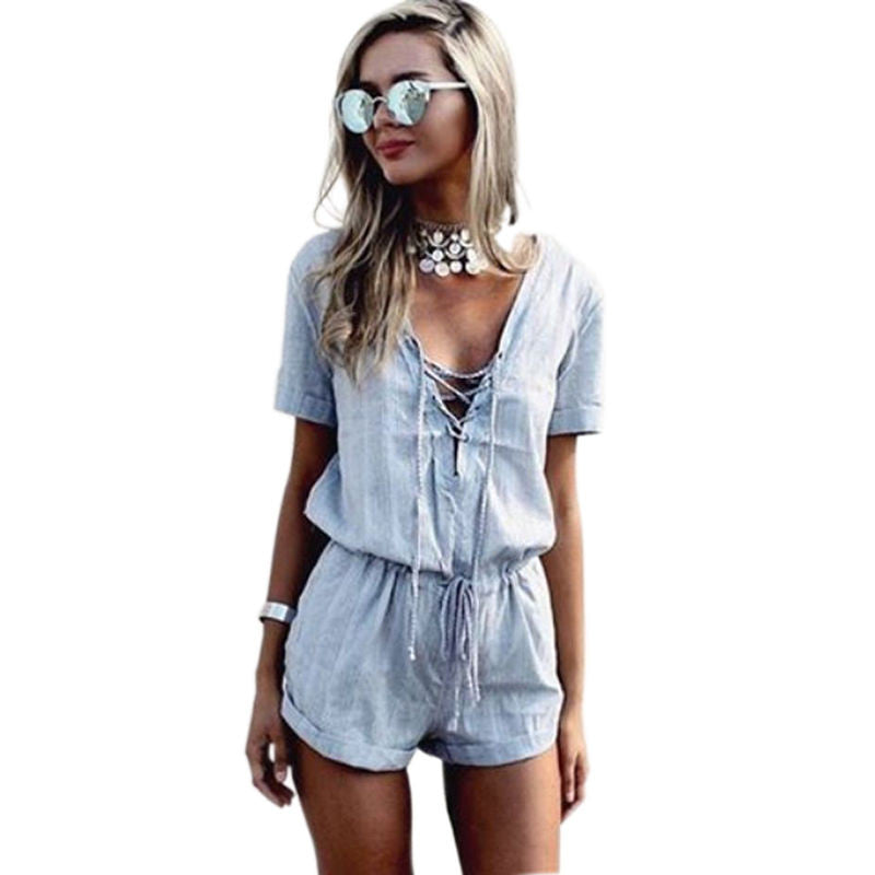 S-XL Party Bodycon Jumpsuit Deep V-Neck Clubwear Playsuit Romper Short Sleeve Plus Size Women Clothing SM6
