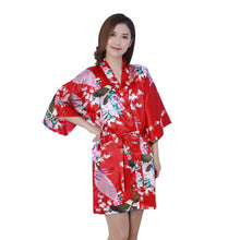 New Sexy Women V-Neck Robes Pajamas Vogue Peacock Printed Silk Loose Nightwear Dress SM6