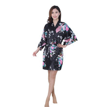 New Sexy Women V-Neck Robes Pajamas Vogue Peacock Printed Silk Loose Nightwear Dress SM6