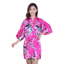 New Sexy Women V-Neck Robes Pajamas Vogue Peacock Printed Silk Loose Nightwear Dress SM6