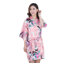 New Sexy Women V-Neck Robes Pajamas Vogue Peacock Printed Silk Loose Nightwear Dress SM6