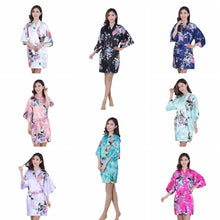 New Sexy Women V-Neck Robes Pajamas Vogue Peacock Printed Silk Loose Nightwear Dress SM6
