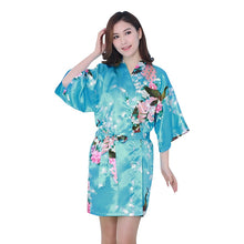New Sexy Women V-Neck Robes Pajamas Vogue Peacock Printed Silk Loose Nightwear Dress SM6