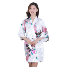 New Sexy Women V-Neck Robes Pajamas Vogue Peacock Printed Silk Loose Nightwear Dress SM6