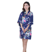 New Sexy Women V-Neck Robes Pajamas Vogue Peacock Printed Silk Loose Nightwear Dress SM6
