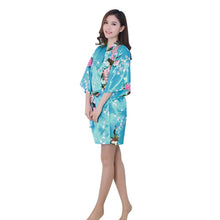 New Sexy Women V-Neck Robes Pajamas Vogue Peacock Printed Silk Loose Nightwear Dress SM6