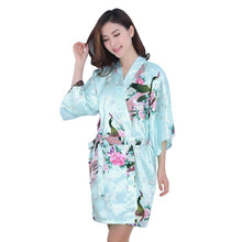 New Sexy Women V-Neck Robes Pajamas Vogue Peacock Printed Silk Loose Nightwear Dress SM6