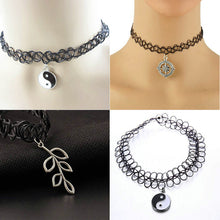 New Stretch Tattoo Choker Torques Necklace Elastic Pendant Necklaces Funky Lady GiftSM6
