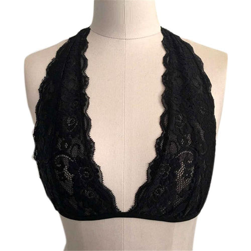 Crop Top Halter Crochet Tops Deep V Neck Bralette Vintage Lace Camisole B age Backless Top SM6