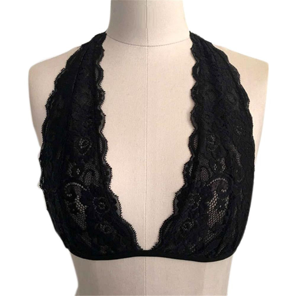 Crop Top Halter Crochet Tops Deep V Neck Bralette Vintage Lace Camisole B age Backless Top SM6