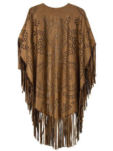 Design Coat Shawl Beige Cream Floral Cut Out Asymmetric Fringe Tasseled Kimono Cover SM6