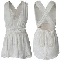 New women lace beach boho dress casual deep V neck sleeveless backless party dress white strap swimmwear beach Clothes SM6