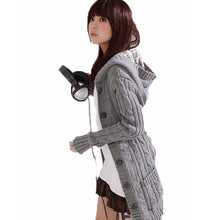 Cardigan Women Full Sleeve Long Loose Knitted Cardigans Hooded Sweater For Young Lady SM6