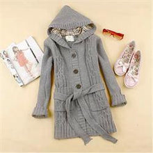 Cardigan Women Full Sleeve Long Loose Knitted Cardigans Hooded Sweater For Young Lady SM6
