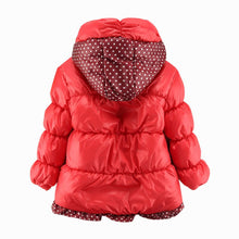 Super Warm Baby Girl Down Coat Bebe Hooded Jacket Bowknot Long Sleeve Jackets Kids Polka Dot Outwear SM6