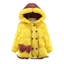 Super Warm Baby Girl Down Coat Bebe Hooded Jacket Bowknot Long Sleeve Jackets Kids Polka Dot Outwear SM6