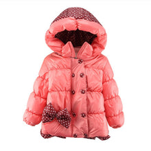 Super Warm Baby Girl Down Coat Bebe Hooded Jacket Bowknot Long Sleeve Jackets Kids Polka Dot Outwear SM6