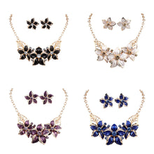 Woman Lady Party Oil Drop Flower Romantic WF Jewelry Set Necklace Earrings SM6