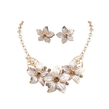 Woman Lady Party Oil Drop Flower Romantic WF Jewelry Set Necklace Earrings SM6