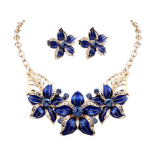 Woman Lady Party Oil Drop Flower Romantic WF Jewelry Set Necklace Earrings SM6