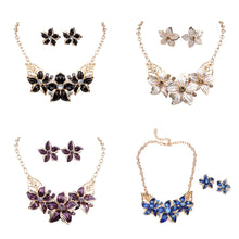 Woman Lady Party Oil Drop Flower Romantic WF Jewelry Set Necklace Earrings SM6