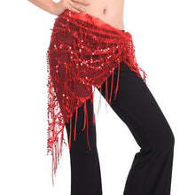 New Women Belly Dance Triangle Hand Make Sequin Tassles Mesh Hip Scarf Wrap 9 ColorsSM6