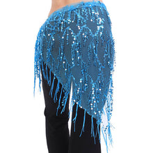 New Women Belly Dance Triangle Hand Make Sequin Tassles Mesh Hip Scarf Wrap 9 ColorsSM6