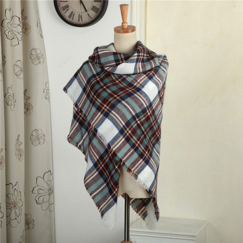 Women Blanket Oversized Tartan Plaid Scarf Wrap Shawl Poncho Jacket Coat Stole SM6