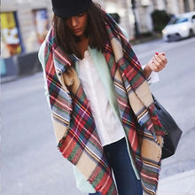Women Blanket Oversized Tartan Plaid Scarf Wrap Shawl Poncho Jacket Coat Stole SM6