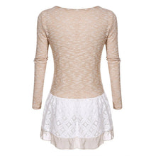 New Women Long Sleeve Slim Lace Hem off Two Sweater Knitting Wool Warm Pullover SM6