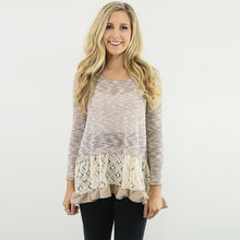 New Women Long Sleeve Slim Lace Hem off Two Sweater Knitting Wool Warm Pullover SM6
